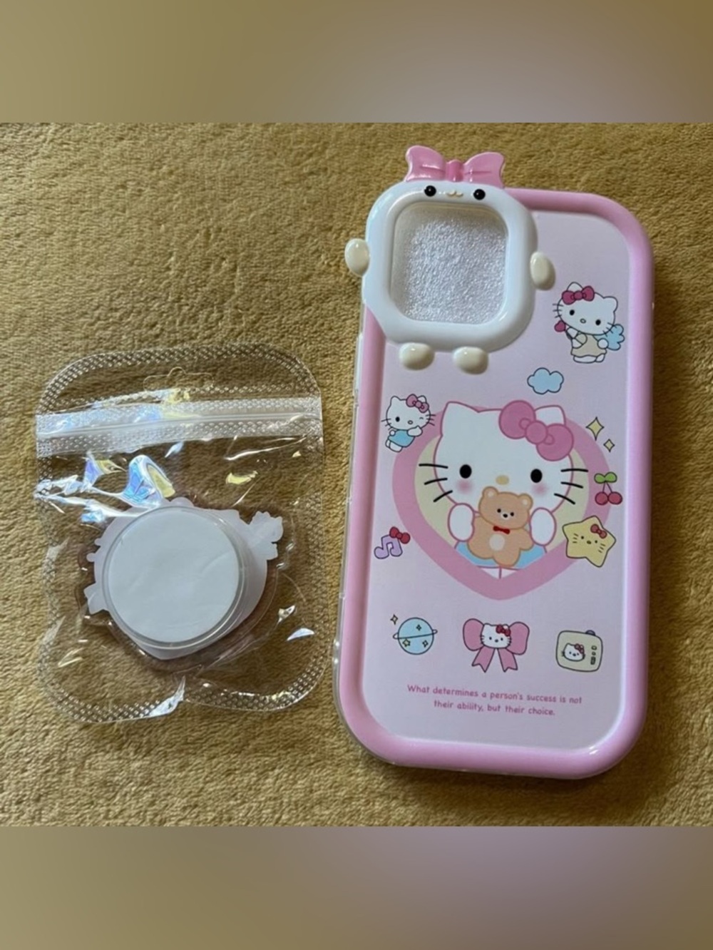 Hello Kitty Pink iPhone Case And Phone Grip Attachment Bundle Multiple Sizes